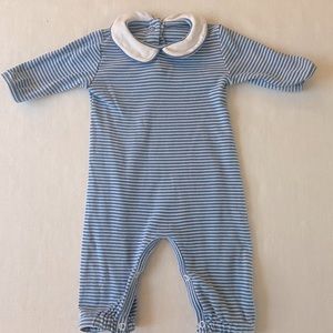6M Eyelet & Ivy Blue Stripe Romper VGUC